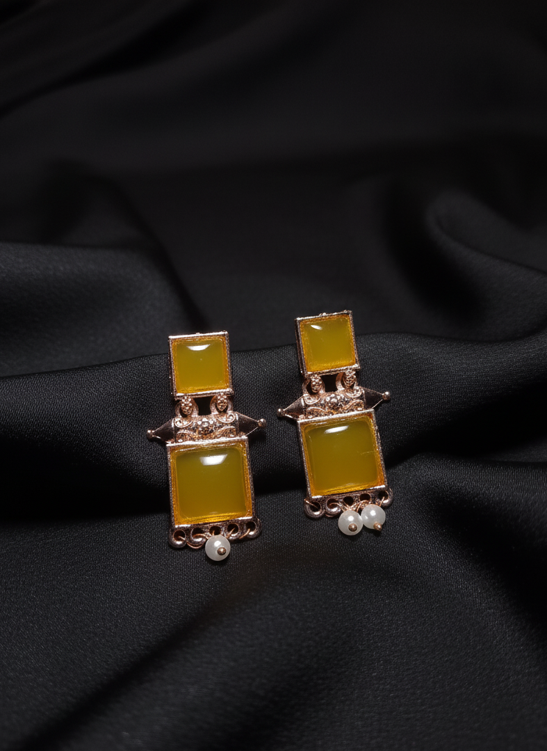 Rose Gold Dual Cube Earrings for girls