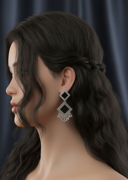 The trending black Noir Rhombus Jhumka for Girls.