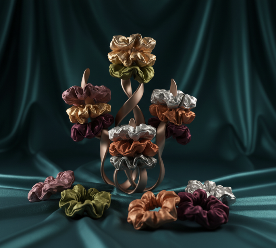 pack of 12 Luxe-Smooth Hair Ties scrunchy for girls & same color 2-2 piece