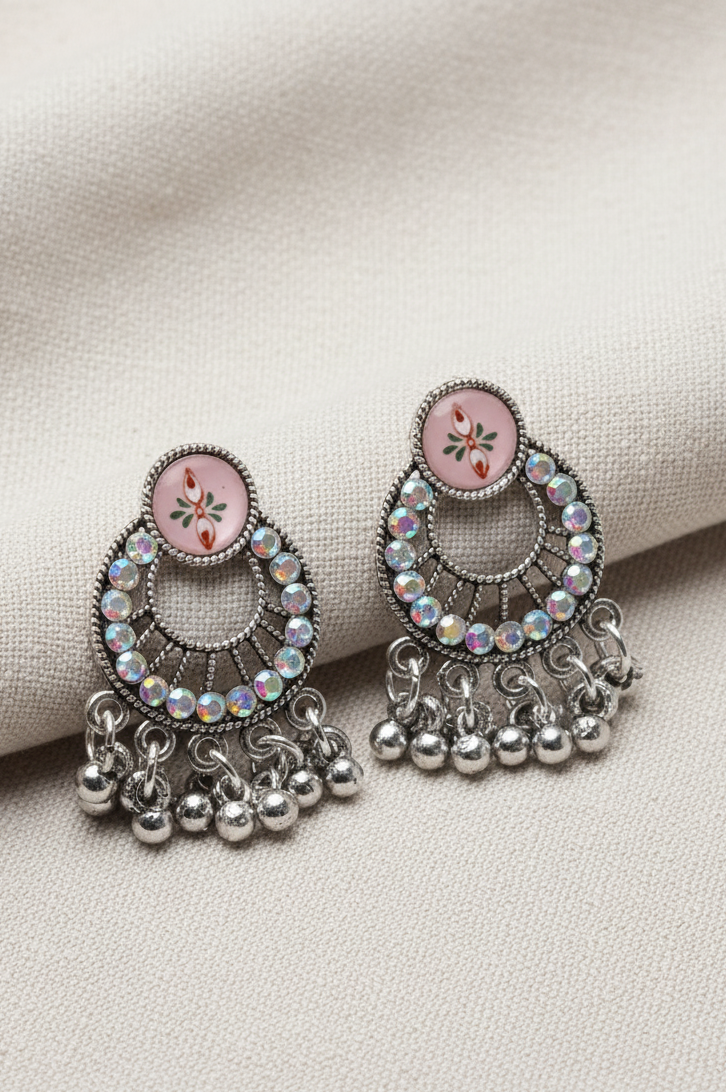 Pink Petal Enamel Jhumki for girls.