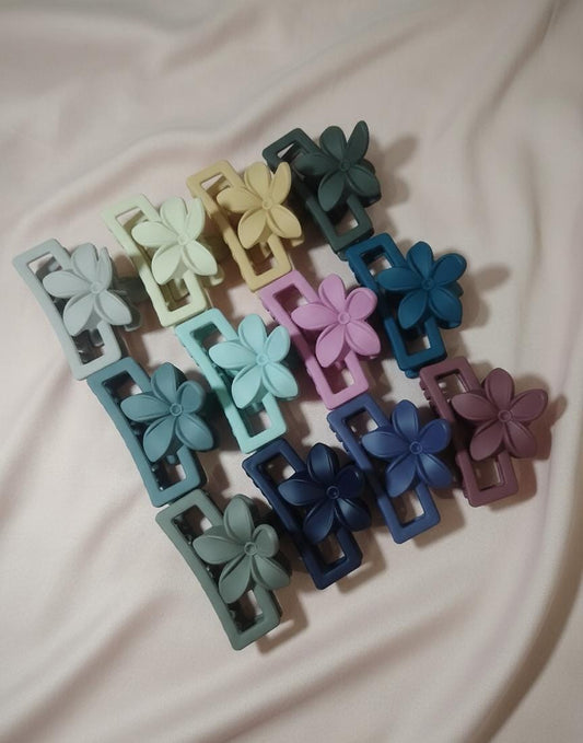 Pack of 12 medium size Muted Bloom Hair Claws for Girls.