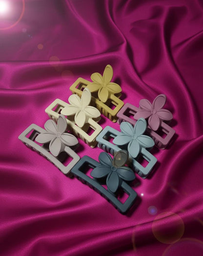 Pack of 06 medium size Muted Bloom Hair Claws for Girls