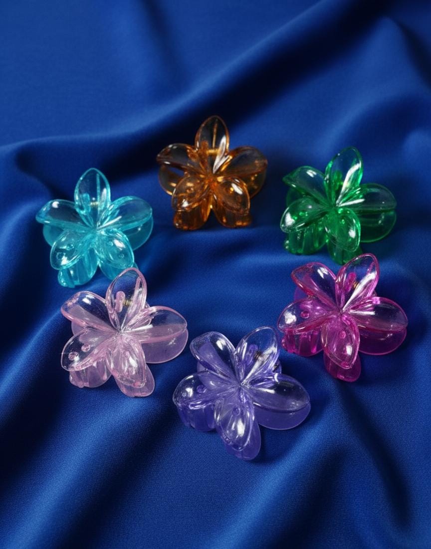 Pack of 06 Jelly Flower small Clip for girls.