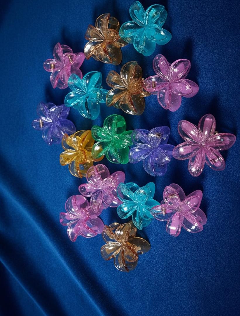 Pack of 12 Jelly Flower small Clip for girls.